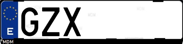 Matrícula española GZX, correspondiente al año 2010