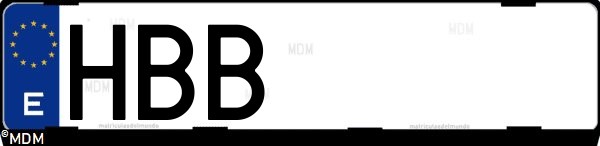 Matrícula española HBB, correspondiente al año 2010