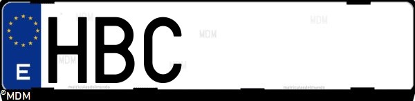 Matrícula española HBC, correspondiente al año 2010
