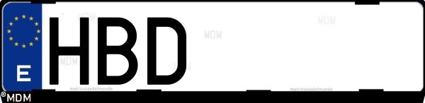 Matrícula española HBD, correspondiente al año 2010