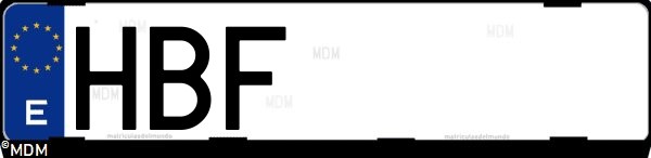 Matrícula española HBF, correspondiente al año 2010