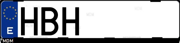Matrícula española HBH, correspondiente al año 2011