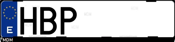 Matrícula española HBP, correspondiente al año 2011