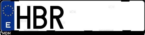 Matrícula española HBR, correspondiente al año 2011