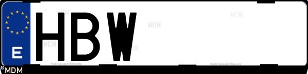 Matrícula española HBW, correspondiente al año 2011