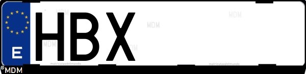 Matrícula española HBX, correspondiente al año 2011
