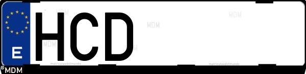 Matrícula española HCD, correspondiente al año 2011