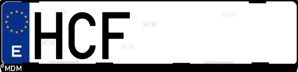 Matrícula española HCF, correspondiente al año 2011