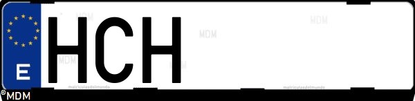 Matrícula española HCH, correspondiente al año 2011