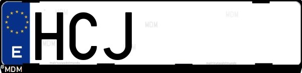 Matrícula española HCJ, correspondiente al año 2011