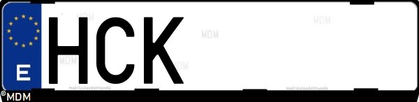 Matrícula española HCK, correspondiente al año 2011