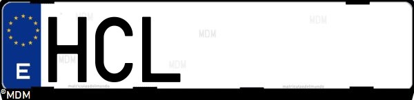 Matrícula española HCL, correspondiente al año 2011