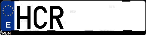 Matrícula española HCR, correspondiente al año 2011