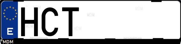 Matrícula española HCT, correspondiente al año 2011