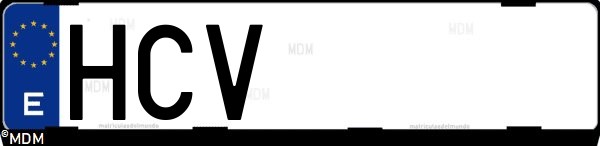 Matrícula española HCV, correspondiente al año 2011