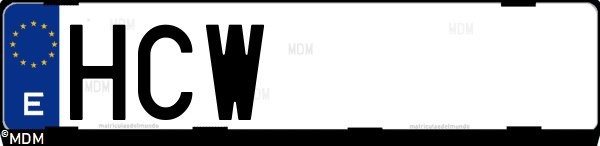 Matrícula española HCW, correspondiente al año 2011