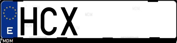 Matrícula española HCX, correspondiente al año 2011