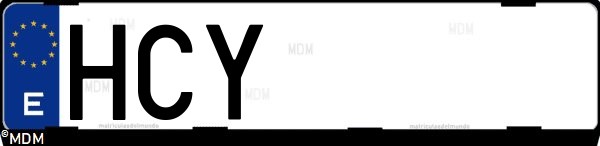 Matrícula española HCY, correspondiente al año 2011