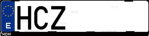 Matrícula española HCZ, correspondiente al año 2011
