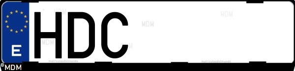 Matrícula española HDC, correspondiente al año 2011