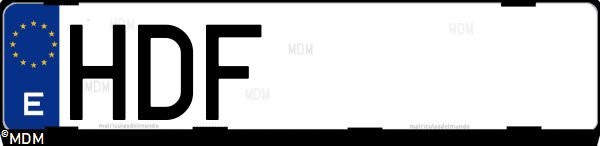 Matrícula española HDF, correspondiente al año 2011