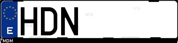 Matrícula española HDN, correspondiente al año 2011