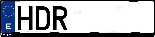 Matrícula española HDR, correspondiente al año 2011