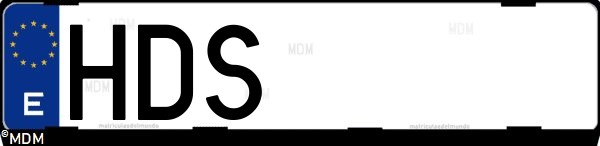 Matrícula española HDS, correspondiente al año 2011
