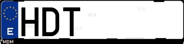Matrícula española HDT, correspondiente al año 2011