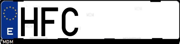 Matrícula española HFC, correspondiente al año 2011
