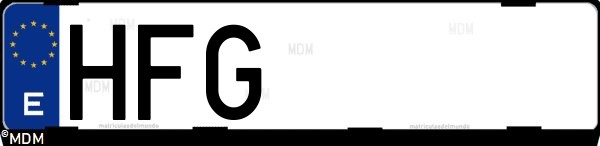 Matrícula española HFG, correspondiente al año 2011