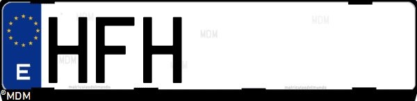 Matrícula española HFH, correspondiente al año 2011