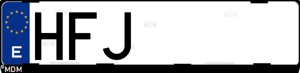Matrícula española HFJ, correspondiente al año 2011