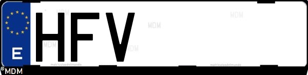 Matrícula española HFV, correspondiente al año 2011