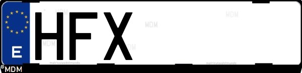 Matrícula española HFX, correspondiente al año 2011