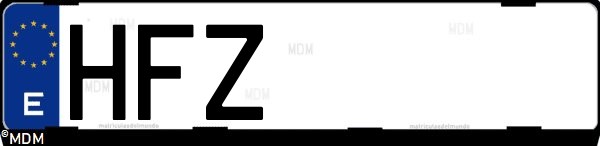 Matrícula española HFZ, correspondiente al año 2011