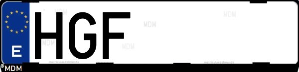 Matrícula española HGF, correspondiente al año 2011