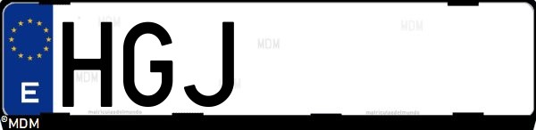 Matrícula española HGJ, correspondiente al año 2011