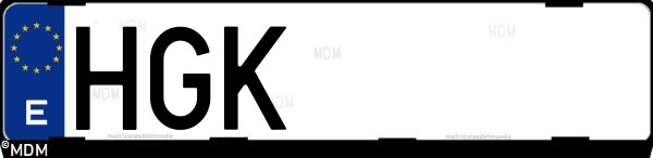 Matrícula española HGK, correspondiente al año 2011