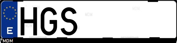 Matrícula española HGS, correspondiente al año 2011