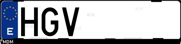 Matrícula española HGV, correspondiente al año 2011