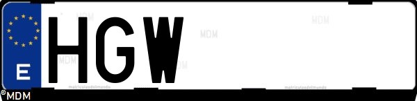 Matrícula española HGW, correspondiente al año 2011