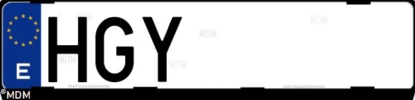Matrícula española HGY, correspondiente al año 2011