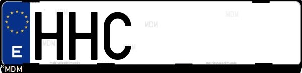 Matrícula española HHC, correspondiente al año 2011