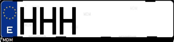 Matrícula española HHH, correspondiente al año 2011