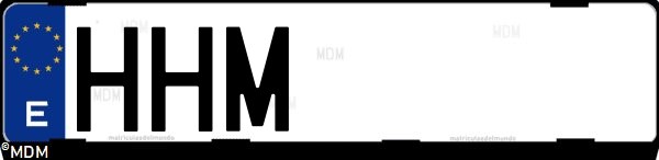 Matrícula española HHM, correspondiente al año 2011