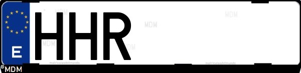 Matrícula española HHR, correspondiente al año 2011