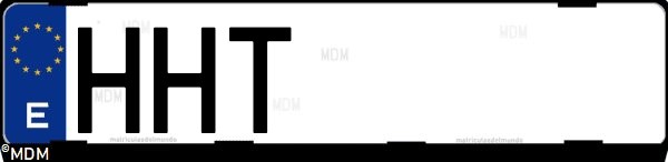 Matrícula española HHT, correspondiente al año 2011