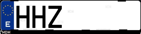 Matrícula española HHZ, correspondiente al año 2012