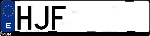 Matrícula española HJF, correspondiente al año 2012